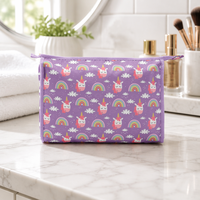 Sac à cosmétiques en Polyester imprimé licorne arc-en-ciel, pochette de toilette de voyage à plusieurs compartiments, sac de rangement de maquillage Portable