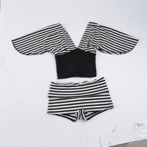 Conjunto de Top y Shorts a Rayas con Bloques de Color y Cintura Ajustada, Estilo Casual de Diseñador, Ropa Urbana Y2K de Moda para Mujer, Transpirable, de Dos Piezas - Product Image 2