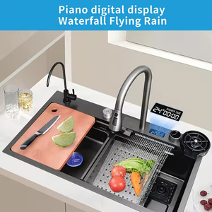 High Quality Smart Kitchen Sink 304 Stainless Steel Waterfall Kitchen Sink with <b>Cup</b> <b>Washer</b> - Product Image 5