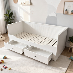 Divano Letto Singolo Multifunzionale Bianco con Struttura in Legno per Soggiorno, Letto per Bambini con Vano Contenitore - Product Image 4