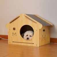 Grande villa en bois de luxe à deux étages, amovible, pour animaux de compagnie (chiens et chats), avec gamelles