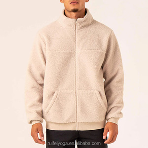 Biểu Tượng Tùy Chỉnh Thêu Mùa Đông Ấm Áp 100% <span class=keywords><strong>Polyester</strong></span> Zip up Áo Len Áo Thun Sherpa Cực Lông Cừu Áo Khoác Cho Nam Giới - Product Image 5