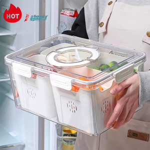 Zhanggong Tủ Lạnh Tổ Chức Kín Trái Cây Lưu Trữ <span class=keywords><strong>Container</strong></span> Có Nắp Đậy Xử Lý BPA Miễn Phí Thực Phẩm 4 Có Thể Tháo Rời rây Tủ Lạnh - Product Image 1