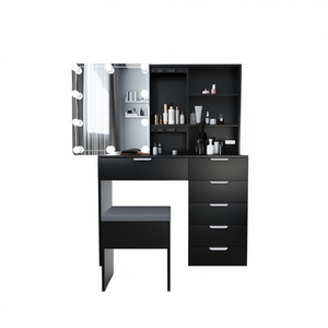 Juego de tocador de maquillaje FCH con gabinete con espejo iluminado, 6 cajones, muebles de dormitorio de diseño moderno - Product Image 1
