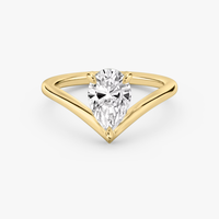 Bague de fiançailles solitaire en diamant de laboratoire taille poire en V de 2 carats, or massif 10K/14K/18K, certifiée IGI, clarté VVS CVD/HPHT