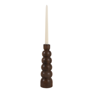 Porte-bougie empilable côtelé en bois de manguier 12 pouces pour la décoration intérieure, salon, chambre, cuisine, coiffeuse - Product Image 2