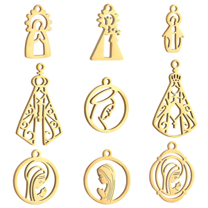 Pendentifs en acier inoxydable Vierge <span class=keywords><strong>Marie</strong></span> Catholique Notre-Dame de Guadalupe, finition miroir, breloques croix ange pour femmes, accessoires de bijoux - Product Image 1