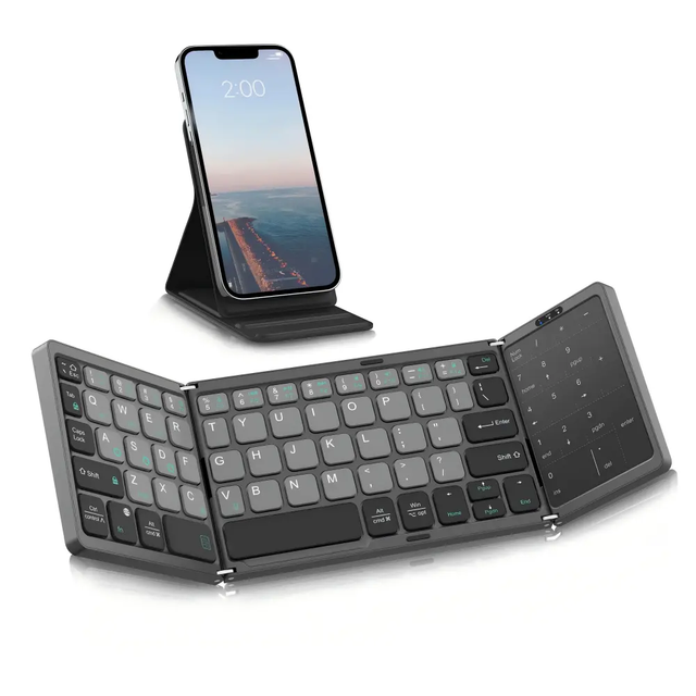Foldable Keyboard Rechargeable Portable Wireless Keyboard BT Foldable Mini Keyboard Wireless for Laptop Tablet Phone