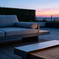 Pulverbeschichtetes Outdoor-Möbelset U-förmiges Aluminium-Gartensofa-Set mit Feuerstelle Outdoor-Couch-Set mit Kissen für Balkon