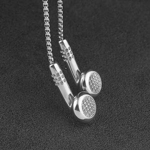 New Arrivals Stainless Steel Headset Design Charm Earphone Pendant Necklace Earplug Gold Steel Color - Product Image 2