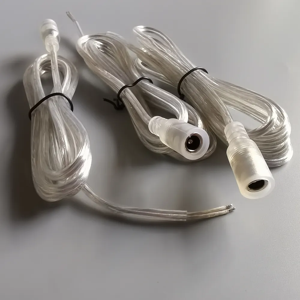 Connecteurs transparents pour bande néon led, 50 pièces, 1.5m, 0.5mm, 20AWG, connecteurs flexibles pour signalisation néon connexion avec adaptateur d'alimentation