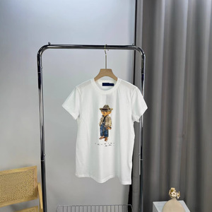 R ~ L26 Nuova T-Shirt Casual in Cotone con Stampa Classica Ricamata a Forma di Orso, Collo Tondo, Manica Corta, Effetto 3D - Product Image 2