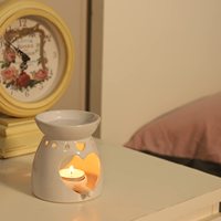 BESTCERA Offre Spéciale Cire Fondre Brûleur Coeur Blanc Céramique Photophore Bougeoir Brûleur À L'huile Essentielle