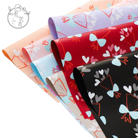 Papier d'emballage pour fleurs imperméable avec nœud papillon pour la Saint-Valentin, emballage cadeau pour bouquets, décoration florale, modèle B
