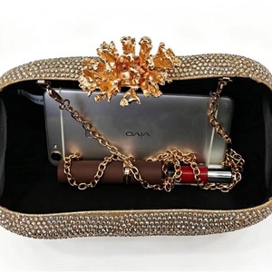 Burgundy Crystal Evening <strong>Bags</strong> and <strong>Clutches</strong> <strong>for</strong> Women Formal Party Rhinestone Handbags <strong>Wedding</strong> <strong>Clutch</strong> Purse With Metal Coral Lock - Product Image 5