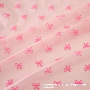 Tissu en maille de polyester et élasthanne extensible dans les quatre sens, doux pour la peau, toucher doux, gaze avec nœud floqué pour lingerie et vêtements - Product Image 6