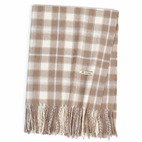 Écharpe Châle Hiver Chaude et Épaisse Réversible en Polyester avec Franges et Pompons Couleur Unie 200x65cm pour Femme – Vente en Gros