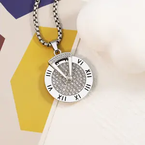 Collier avec pendentif en diamant, tendance européenne et américaine, pour hommes et femmes, bijou style romain, avec platine numérique