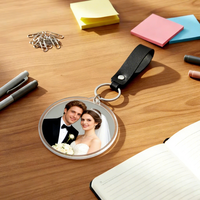 Kit de fabrication de porte-clés en cuir PU pour photomaton, porte-clés vierges en acrylique avec sangle pour événements de mariage DIY