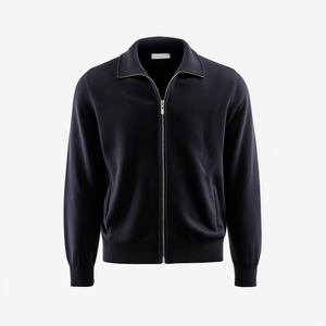 Suéter Cárdigan Minimalista con Cuello en V para <span class=keywords><strong>Hombre</strong></span>, Primavera, Mezcla de Algodón/Lana, Botones Cubiertos, Transpirable, Antibolitas, Bordado OEM - Product Image 1