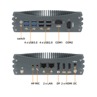 PC industriels à triple écran, 8 ports USB, mini PC sans ventilateur, OEM d'usine, 2 ports COM, 2 ports LAN, ordinateur industriel embarqué, 4K HD, Intel 4/6/7/8/10e génération