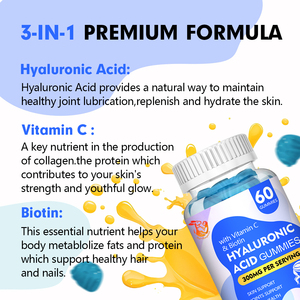 OEM Beauty product Skin Hydration Support Healthy Hair Nails Hyaluronic Acid Gummies <b>Collagen</b> Supplement Gummies - Product Image 6