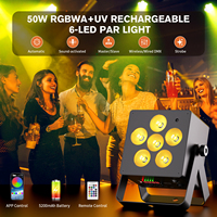 50W Rechargeable 6in1 Square Par Light Batterie RGBWA + UV 6LED Stage Light APP & Remote & DMX Control Uplights