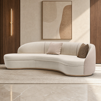 YUANCHANG Ensemble de canapés courbes en forme de lune, style luxe léger italien, en velours avec pieds en acier inoxydable, pour appartement, centre commercial, salon, villa