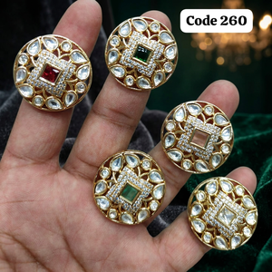 Luxury Round Kundan Cocktail <b>Ring</b> for Women | Gold Plated CZ Diamond Statement <b>Ring</b> | Square Center Stone <b>Adjustable</b> Party - Product Image 3