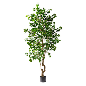 Banyan cây nhân tạo trong nhà/ngoài trời <span class=keywords><strong>6ft</strong></span> chậu cây màu xanh lá cây màu vàng cỏ cọ cho trang trí văn phòng nhà sinh nhật không gian lớn - Product Image 5