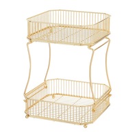 Groothandel Thuis Metalen Organizer 2 Lagen Afneembare Vouwen Groenten En Fruit Mand