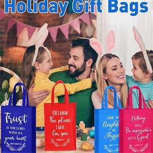 Bolsas de mano no tejidas cristianas de Pascua de 14x10 pulgadas, verso bíblico reutilizable a granel, bienvenida, <span class=keywords><strong>Semana</strong></span> <span class=keywords><strong>Santa</strong></span> para primera comunión - Product Image 2