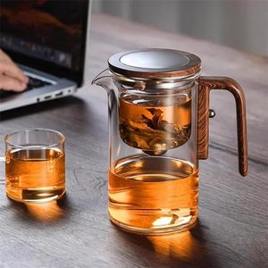 Nhà máy nóng bán 800ml tách nước huyền diệu Kính ấm trà với lọc và tay cầm bằng gỗ - Product Image 5