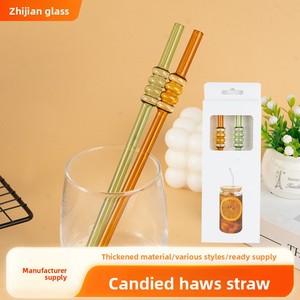 Pajitas <span class=keywords><strong>de</strong></span> Vidrio <span class=keywords><strong>de</strong></span> <span class=keywords><strong>Caña</strong></span> <span class=keywords><strong>de</strong></span> Azúcar, Material Grueso, Forma Creativa Colorida, Estilo Chino, Juego <span class=keywords><strong>de</strong></span> Pajitas <span class=keywords><strong>de</strong></span> Borosilicato <span class=keywords><strong>de</strong></span> 8 mm - Product Image 2