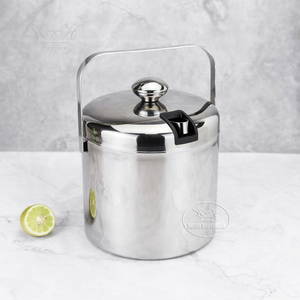 Cubo de hielo aislado de doble pared de 3L, asa de transporte, bañera para bebidas, orificio de drenaje de acero inoxidable, contenedor de <span class=keywords><strong>cubitos</strong></span> de hielo <span class=keywords><strong>con</strong></span> <span class=keywords><strong>tapa</strong></span> de pinzas para hielo - Product Image 2