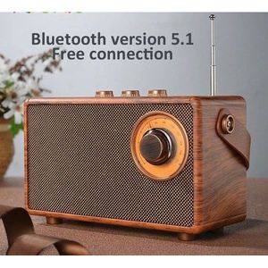 Altavoz Portátil Vintage con Bluetooth 5.1, Diseño de Madera, Estilo Radio Retro, Reproductor de Audio Inalámbrico - Product Image 1