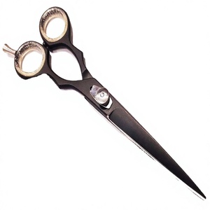Ciseaux à cheveux professionnels ASAP en acier inoxydable, à tension réglable, pour droitiers, manche moyen, finition noire mate, revêtement en poudre - Product Image 1
