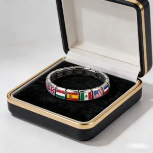 สร้อยข้อมือสแตนเลสสตีลขนาด 9 มม. ลายธงชาติอิตาลีสีทอง ประดับด้วยจี้ห้อยแบบอิตาลี  สำหรับงาน DIY ทำเครื่องประดับลูกปัดแฟชั่นทันสมัย - Product Image 3