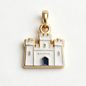 Pendentif Souvenir en Métal Émaillé Dur du Château d'Édimbourg, Breloque Circulaire Plaqué Or avec Mini Château Suspendu - Product Image 4
