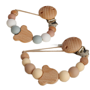 BPA-free cấp thực phẩm mềm Silicone hạt sang trọng Teether núm vú Dây đeo với clip cho bé gái và cậu bé tuổi 0-12 tháng - Product Image 2