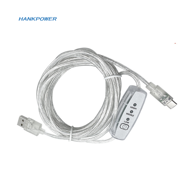 LED Brightness Adjustment Type C Cable Neon Light Transparent 3 Gear Switch USB C Power Extension Cable