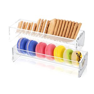 Présentoir de nourriture de plateau acrylique rectangulaire transparent pour l'organisateur de service de biscuit d'événements de fête - Product Image 3