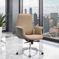 Chaise de bureau de direction en cuir italien de luxe, chaise de direction en cuir de vachette avec fonction d'inclinaison, bureau d'étude pour ordinateurs.