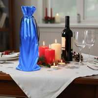 Pochettes en soie bleue de haute qualité 15x38 cm, sacs cadeaux en satin pour l'emballage de bouteilles de vin