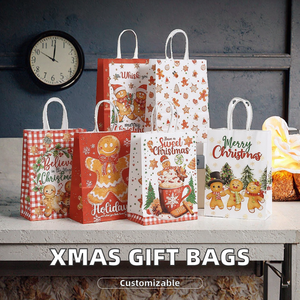 Wenwi Bán Buôn Giáng Sinh Vui Vẻ Giấy Nghệ Thuật Mua Sắm Túi Bánh Gừng Người Đàn Ông Món Quà Giáng Sinh Túi Với Cán Cho Nến Thủ Công Mỹ Nghệ - Product Image 2