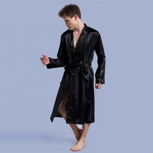 X2440 Vente en gros de robes sexy pour hommes, cadeaux, robe de bain de luxe pour hommes, logo personnalisé, robe de bain en satin doux, kimono pour grossiste - Product Image 4