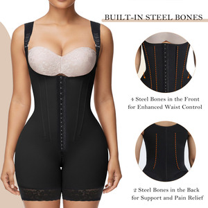 Wholesale Breathable Seamless Plus Size Medium Compression Hourglass Waist Trainer Bodysuit Lumbar Fajas Corset Tummy Control - Product Image 5
