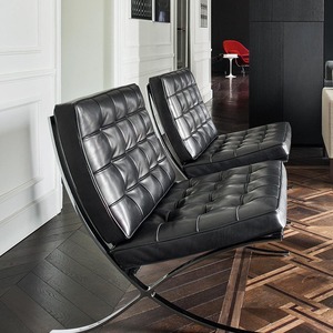 Sillón <span class=keywords><strong>Barcelona</strong></span> de Ocio Tapizado en Cuero con Estructura en X de Acero Inoxidable Pulido para Sala de Estar, Venta al por Mayor de Fábrica - Product Image 3