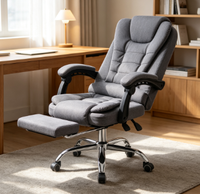 Chaise de bureau de direction en tissu à dossier haut avec repose-pieds escamotable, chaise de patron pivotante inclinable, chaise de bureau réglable pour ordinateur