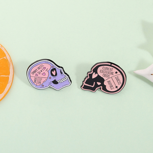 Broches de esqueleto esmaltados, estilo gótico <span class=keywords><strong>pastel</strong></span>, con temática de crisis existencial, para uso diario, joyería de memes de café y snacks, venta al por mayor - Product Image 2